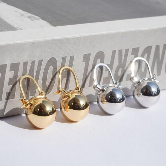 Elegant 925 Sterling Silver Pearl Drop Earrings Dangle Stud Gold Plated Earrings - Picture 4 of 6